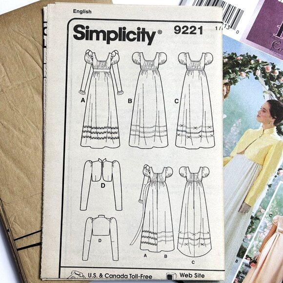 Simplicity #9221 Regency Titantic Empire Waist Dress Pattern Sz 4-- 18 - Picture 3 of 10